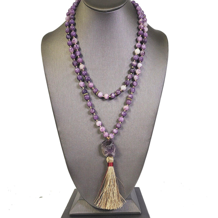 Cloudy Amethyst Quartz Mala Beads for Meditation and Intuition - Art Of The Root