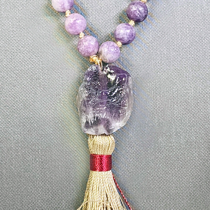 Cloudy Amethyst Quartz Mala Beads for Meditation and Intuition - Art Of The Root