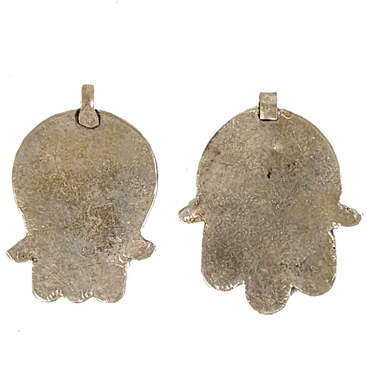 Large Vintage Enamel and White Metal Hamsa Amulets - Art of the Root