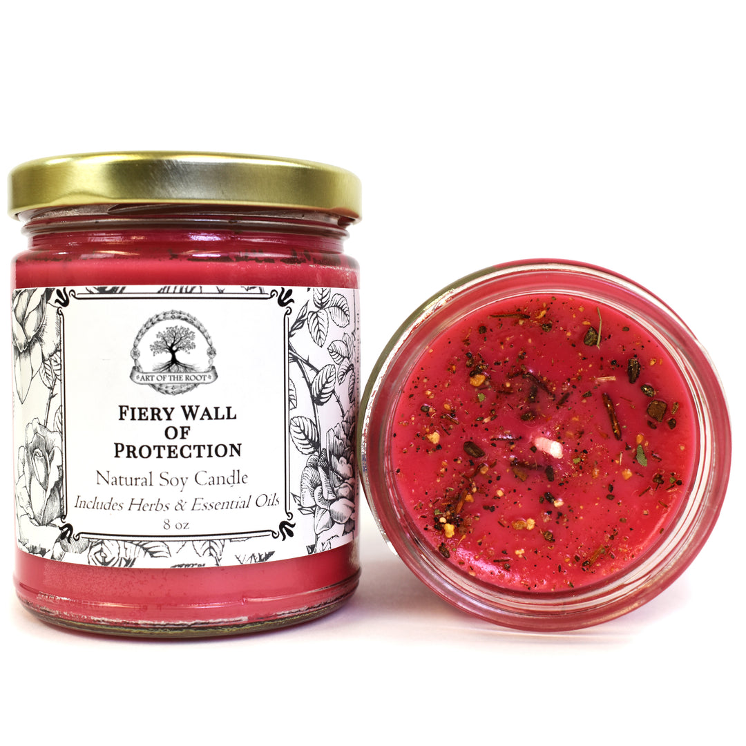 Fiery Wall of Protection Soy Candle for Negativity, Curses & Psychic Attacks - Art Of The Root