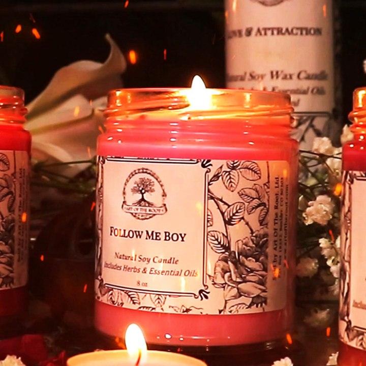 Follow Me Boy Soy Spell Candle for Commitment, Fidelity & Control - Art Of The Root