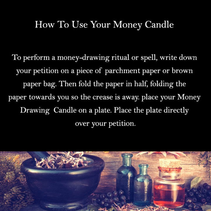 Money Drawing Soy Candle for Wealth, Prosperity, Abundance and Financial Security - Art of the Root