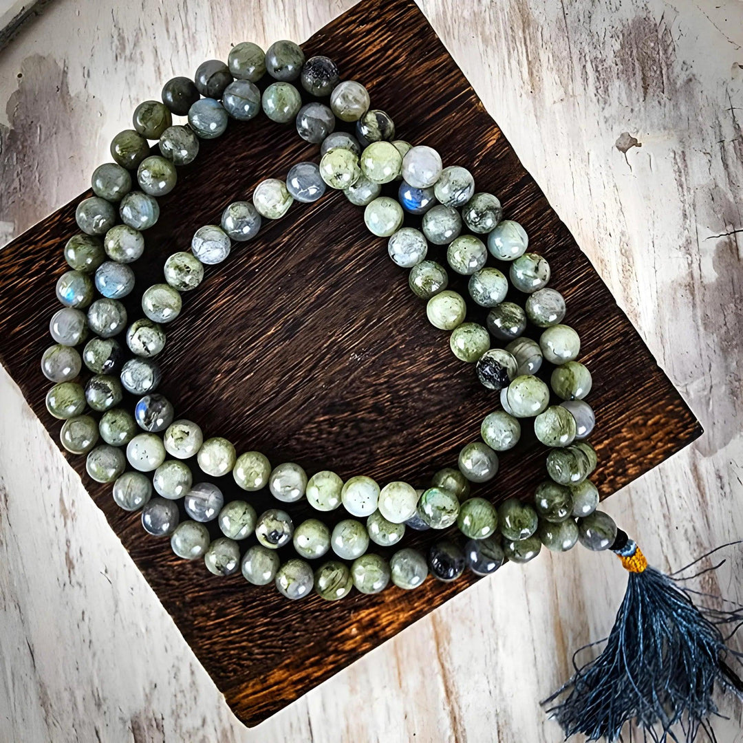 Labradorite Crystal Mala Beads for Magic, Intuition, Protection - Art of the Root