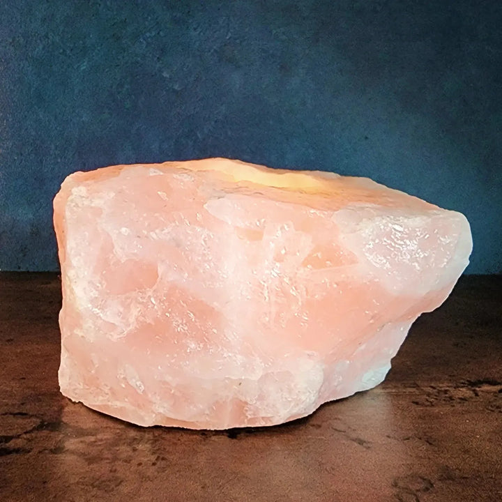 Large Raw Rose Quartz Tea Light Holder: Unconditional Love and Healing - Art Of The Root