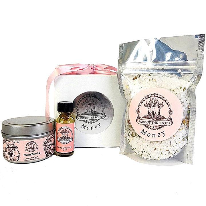 Money Drawing Holiday Gift Set With Oil, Candle & Bath Salts - Art of the Root