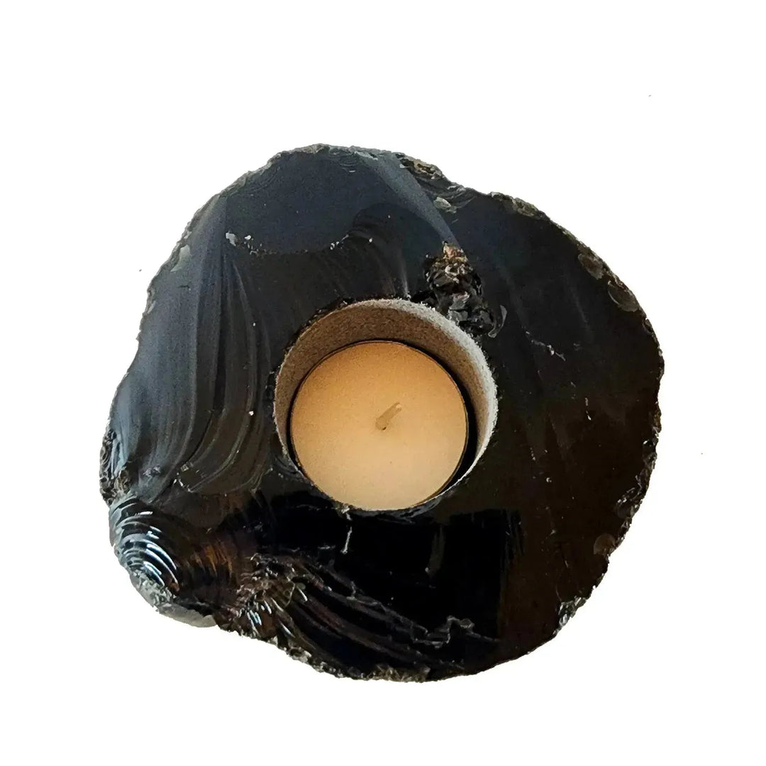 Obsidian Crystal Candle Holder - Art Of The Root