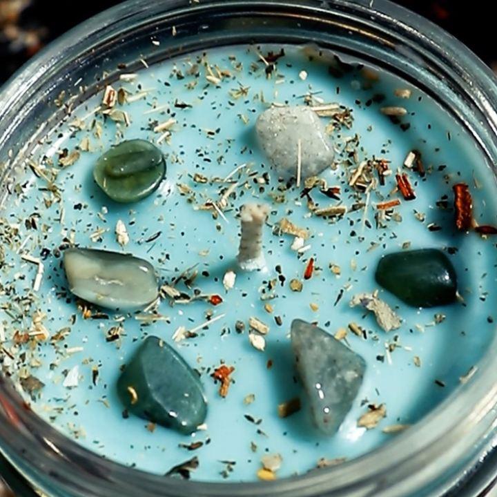 Prosperity Affirmation Soy Candle with Jade Crystals for Abundance, Good Fortune, Luck, Success & Obtaining Goals - Art Of The Root