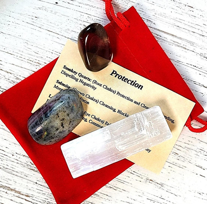 Protection Crystal Set: Labradorite, Selenite, Smokey Quartz - Art Of The Root