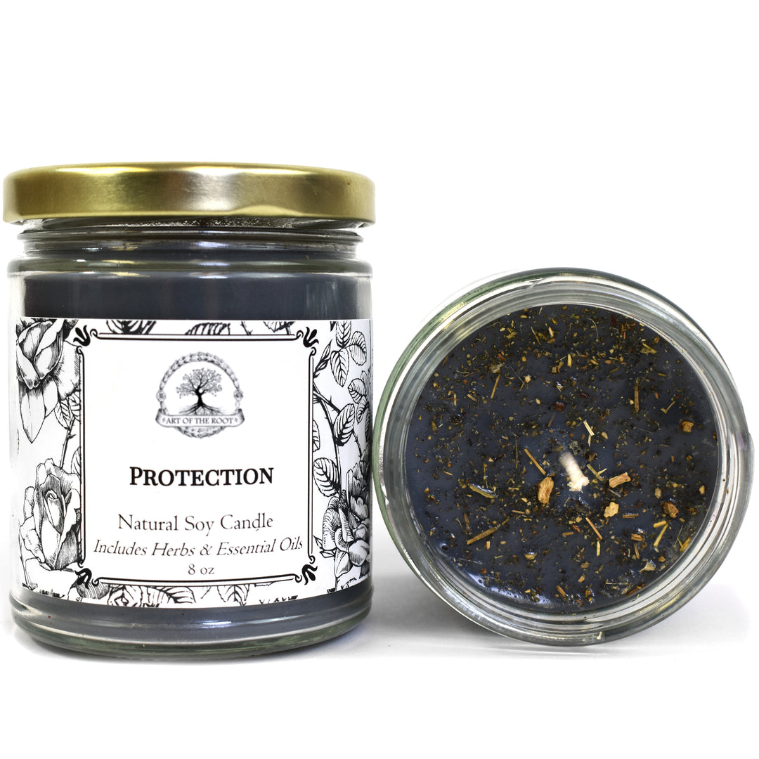 Protection Soy Candle for Negativity, Psychic Attacks & Evil Intentions Wiccan Pagan Hoodoo Conjure - Art Of The Root