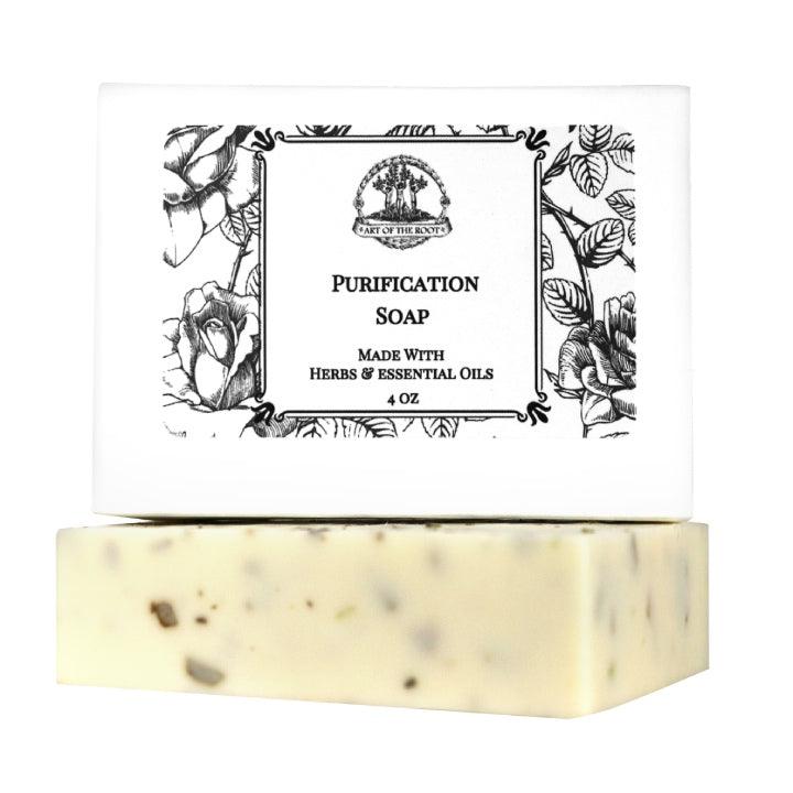 Handmade, all-natural soap for purification made with shea butter and herbs by Art of the Root.