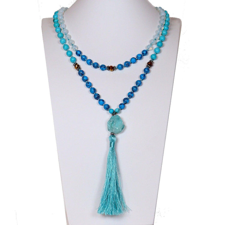 Raw Quartz and Turquoise Mala Beads for Healing, Protection, & Balance - Art Of The Root