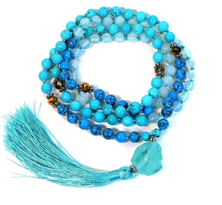 Raw Quartz and Turquoise Mala Beads for Healing, Protection, & Balance - Art Of The Root