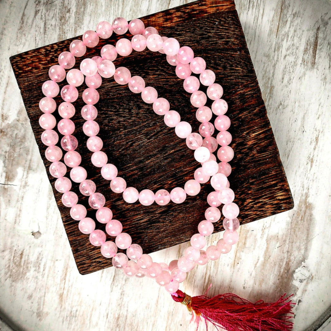 Rose Quartz Mala Beads for Love & Compassion - Art of the Root