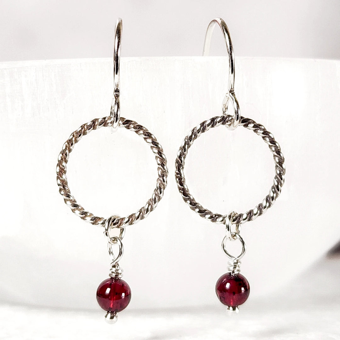 Ruby Gemstone Silver Earrings