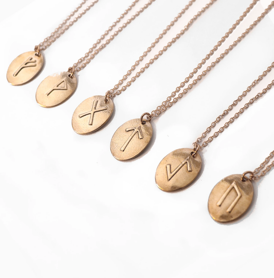 Handmade Bronze Rune Pendant Necklaces by Bellabor Art Jewelry – Wealth, Joy, Talent, Warrior, Power, Strength