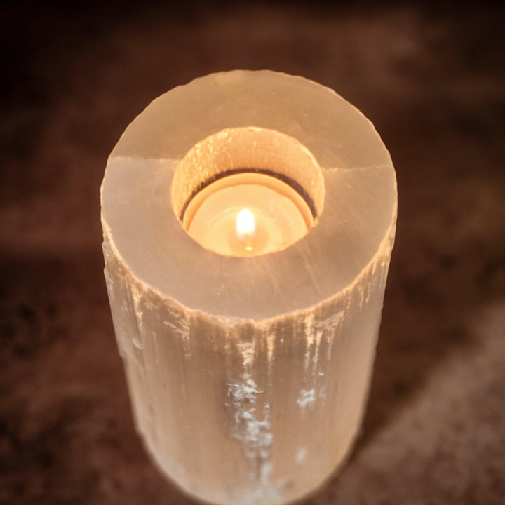 Selenite Crystal Tower Candle Holder - Art Of The Root