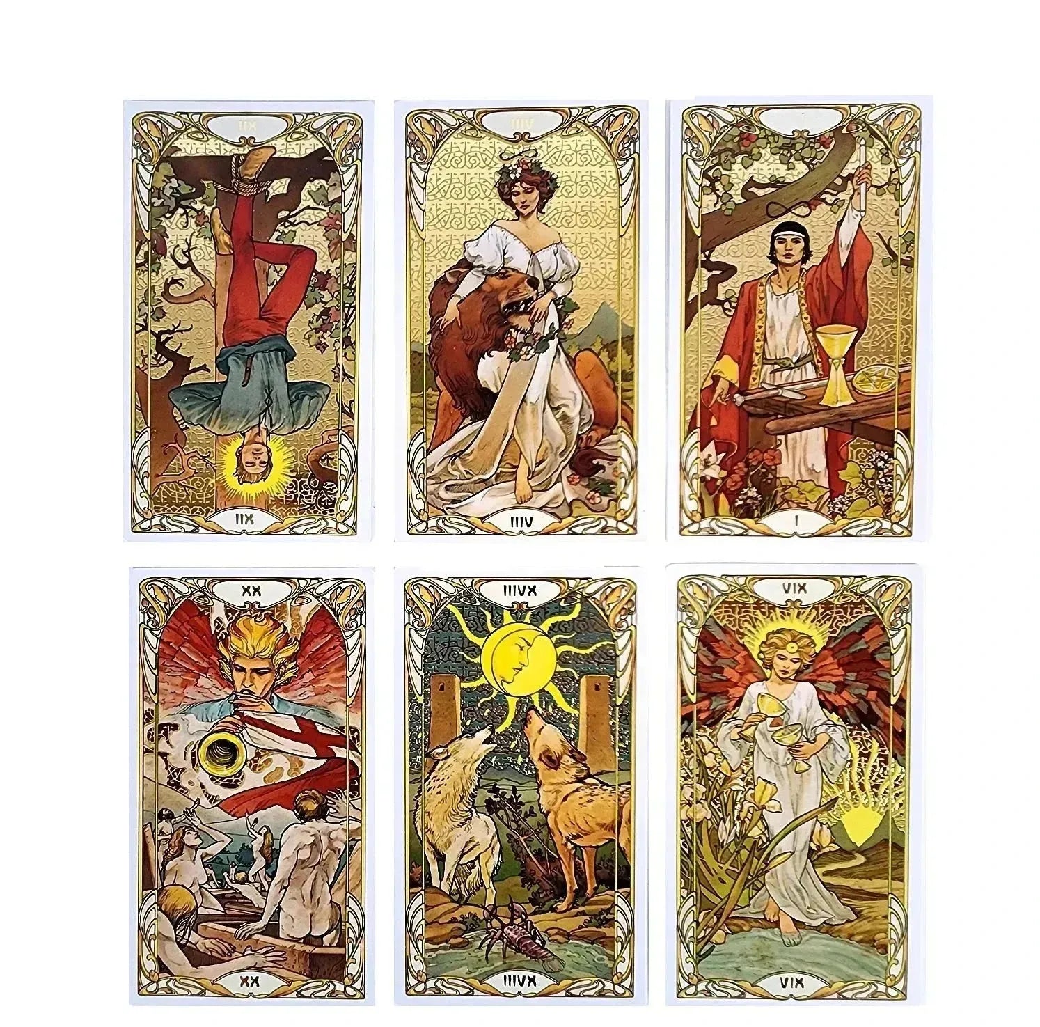 The Golden Art Nouveau Tarot Deck - 22 Major Arcana Cards