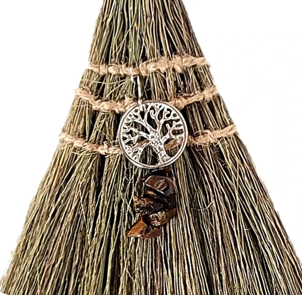 Tree of Life Broom 9" for Rituals, Smudging, and Spiritual Cleansing - Art Of The Root