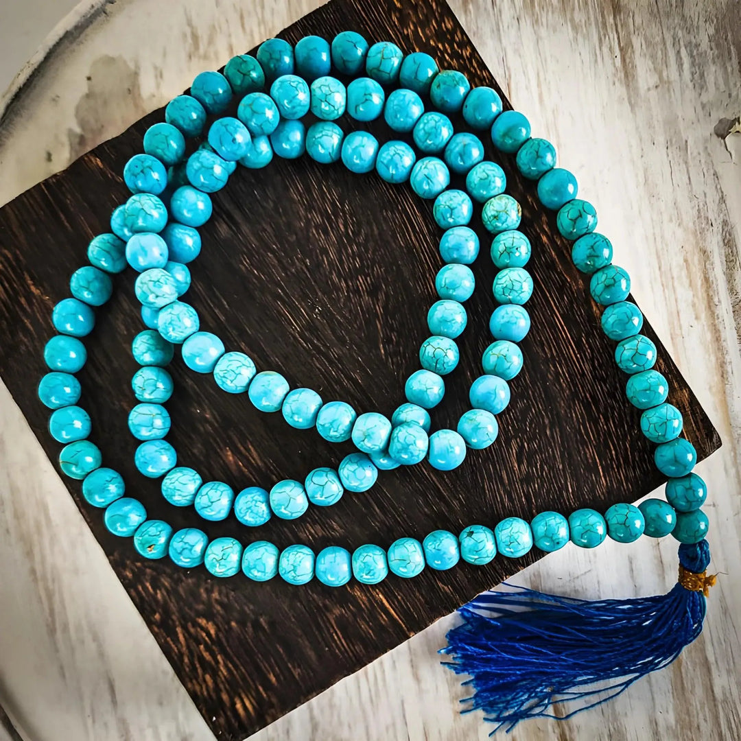 Turquoise Mala Beads for Protection, Knowledge & Healing - Art of the Root