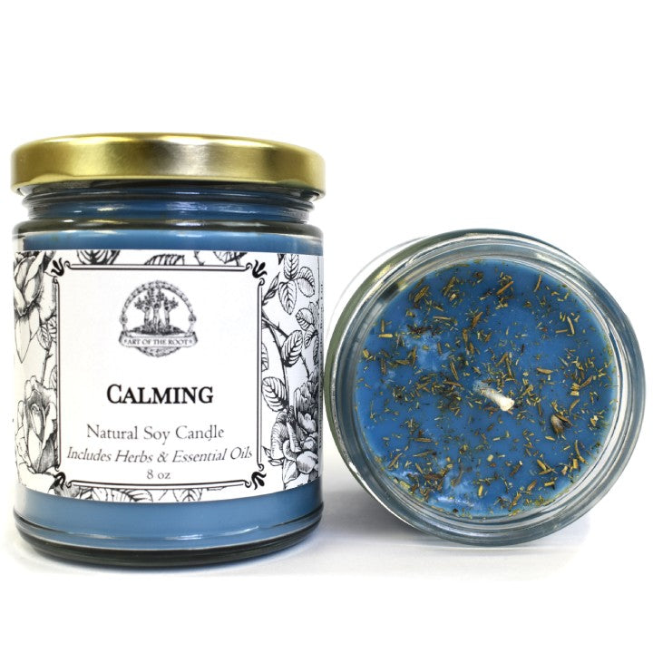 Calming Soy Herbal Candle for Tension, Stress & Relaxation - Art of the Root